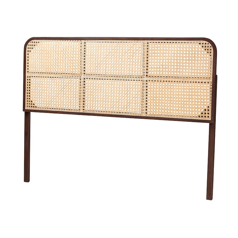 bali & pari Lainer Modern Bohemian Bayur Wood and Natural Bamboo Headboard - Dark Brown, Natural Brown