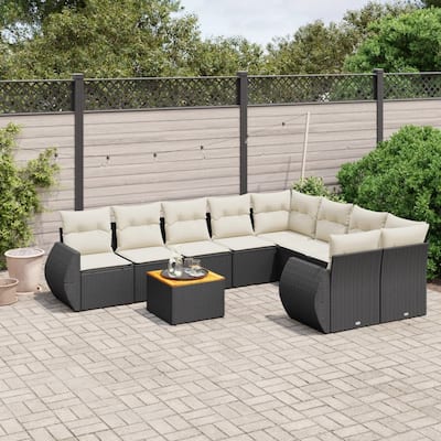 vidaXL Garden Sofa Set Black, Cream White - 24.4 x 27.6 x 27.2