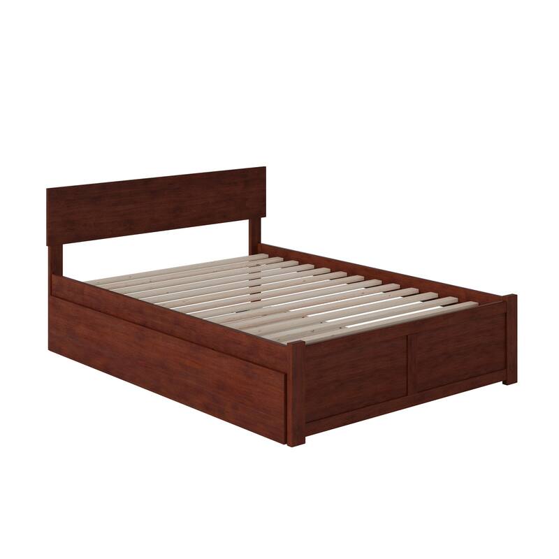 Orlando Full Platform Bed with Footboard and Full Trundle Bed