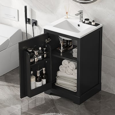 20" Bathroom Vanity with Sink, Soft Closing Door, Storage Rack and Adjustable Shelve