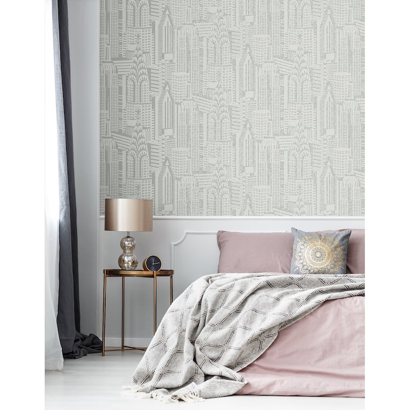Seabrook Designs Manhattan Skyline Nonwoven Unpasted Wallpaper