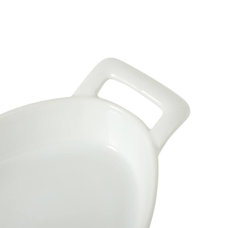 Gibson Home Gracious Dining Oval Au Gratin Baking Dishes, 4-Piece Set - 9oz or 15oz Oven Safe Ceramic with Handles - white