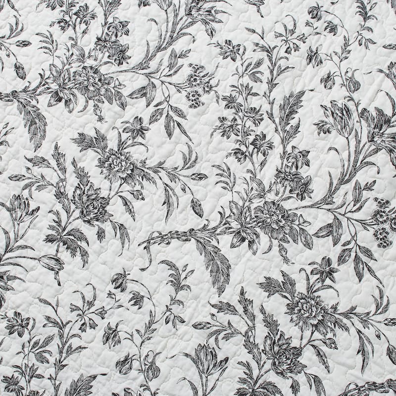 Laura Ashley Amberley Reversible Black Cotton Quilt Set