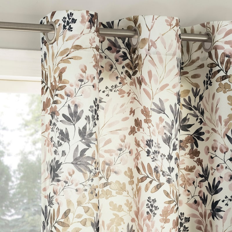 No. 918 Amelie Botanical Print Room Darkening Grommet Curtain Panel, Single Panel - 48" x 84" - Blush