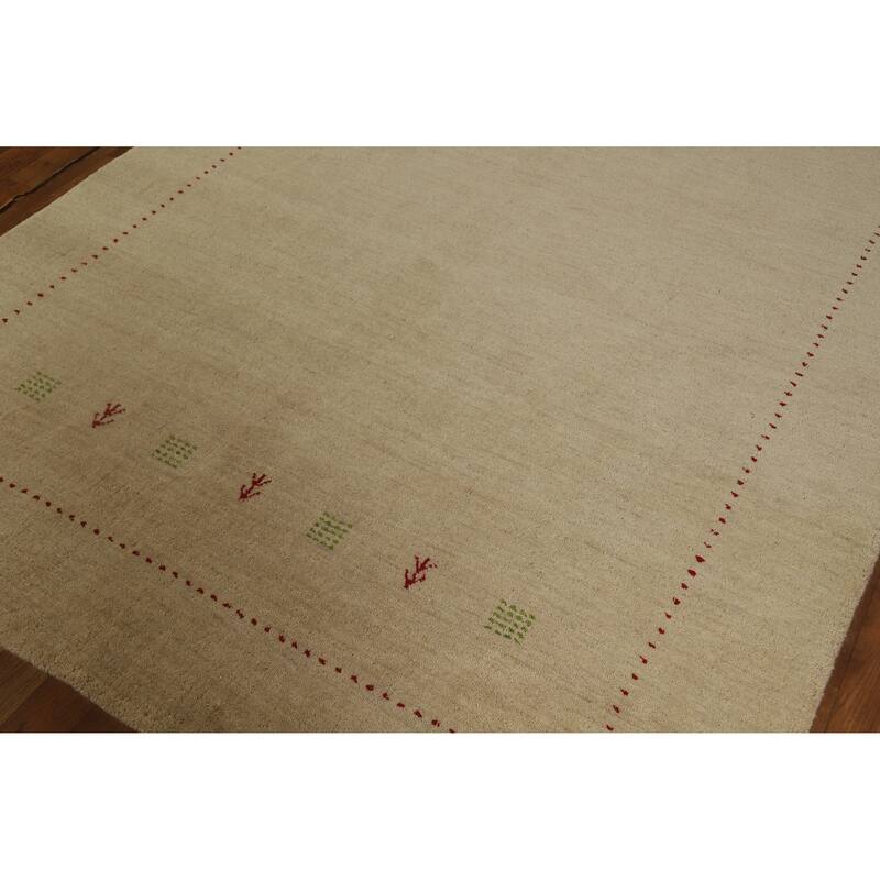 Hand Knotted Oriental 100% Wool Carpet Tribal Tribal Beige & Ivories Gabbeh Area Rug - 7' 9'' X 5' 7''