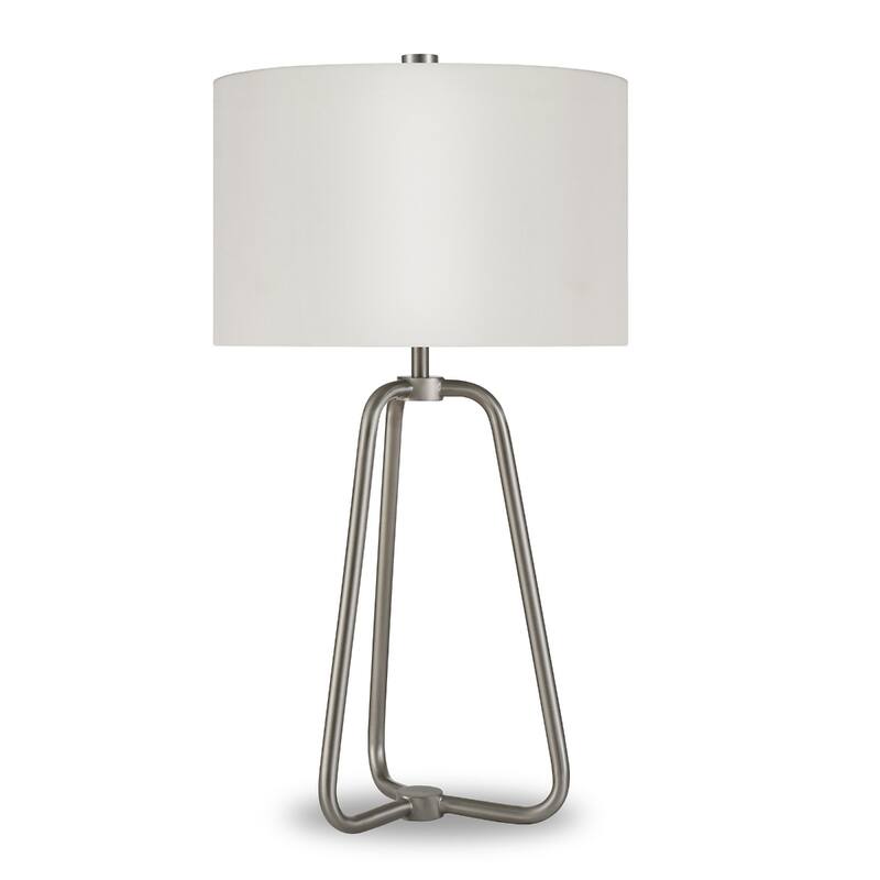 25" Metal Table Lamp with White Drum Shade - 14" x 14" x 25"