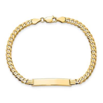 Curata 10k Yellow Gold 6.3mm Engravable Flat Curb Link ID Bracelet
