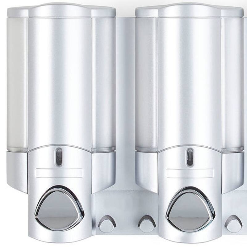 HomeRoots Gray Heavy Duty Plastic Three Chamber Wall Mount Soap Dispenser - 11.25' X '7' X '3.25