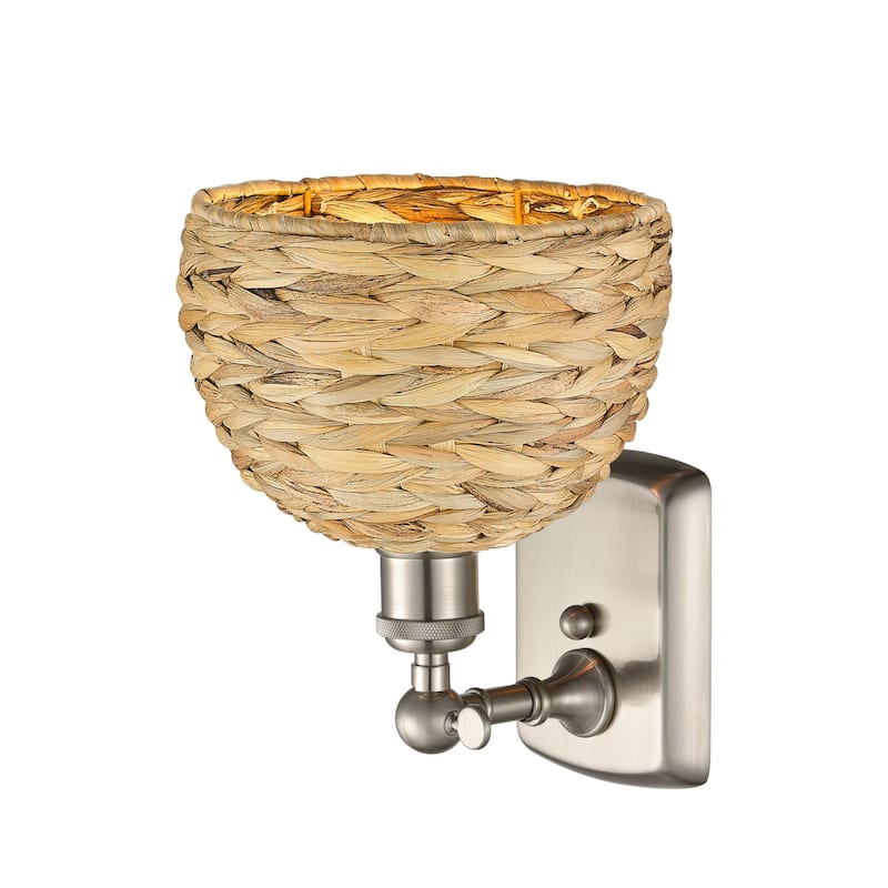 Innovations Lighting 516-1W-12-8 Woven Rattan Sconce Woven Rattan 12"