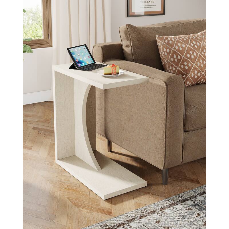 C-Shaped End Table for Couch, Side Table for Small Space