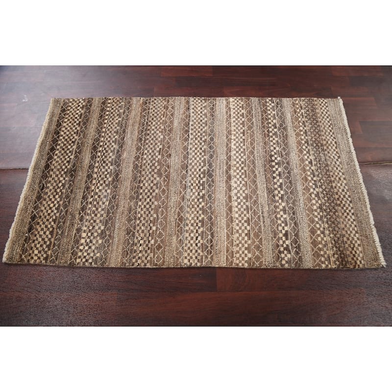 Tribal Geometric Gabbeh Kashkoli Oriental Area Rug Wool Hand-knotted - 3'0" x 5'3"