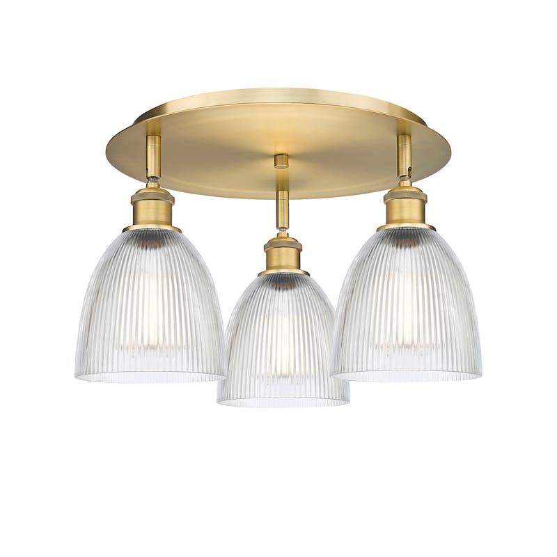 Innovations Lighting Castile - 3 Light 18" Flush Mount - Clear/Brushed Brass