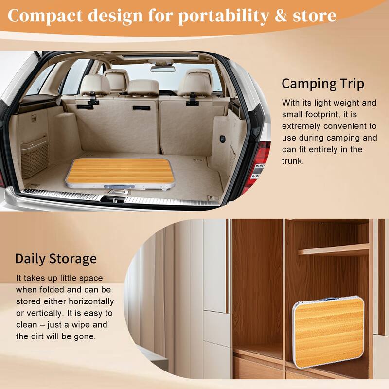 Portable 2.3ft Aluminum Folding Table for Outdoor Camping - 27.56" x 19.69" x 23.62"