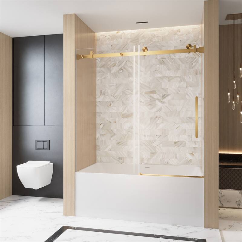 Frameless Single Sliding Shower Door 56-60 "W x 60" H,1/4 "(6 mm)
