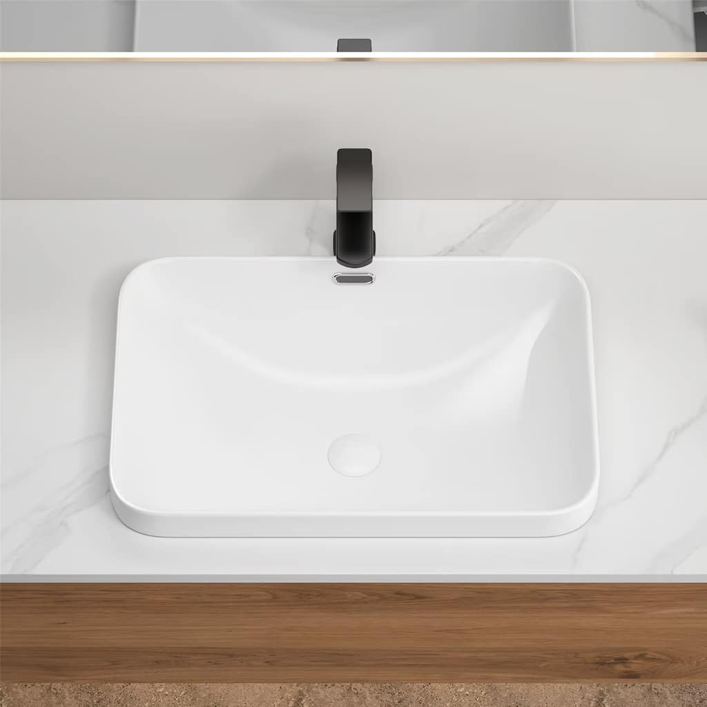 Ceramic Undermount Bathroom Sink White Porcelain Vessel Basin
