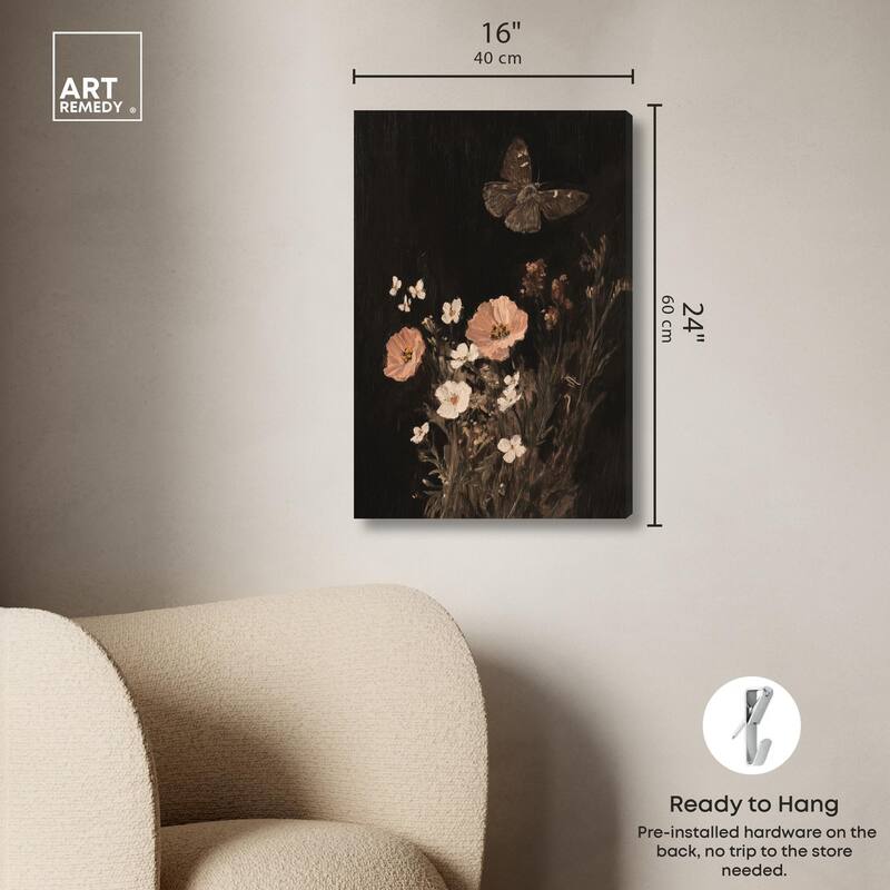 Poppy and Moth I Canvas by Art Remedy, Gallery Wrapped