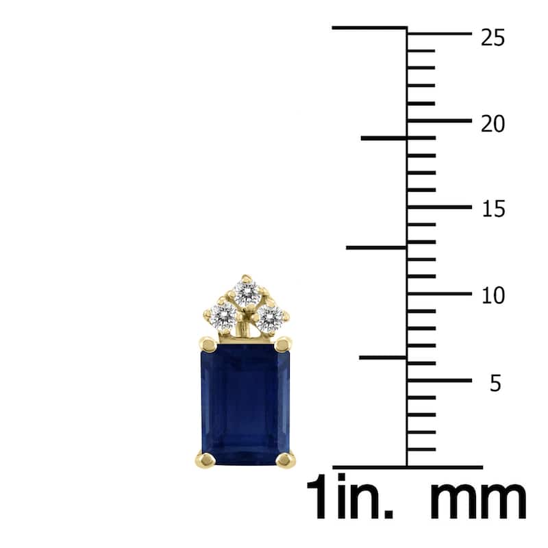 Marquee 14K Yellow Gold 6x4MM Emerald Shaped Sapphire and Diamond Earrings