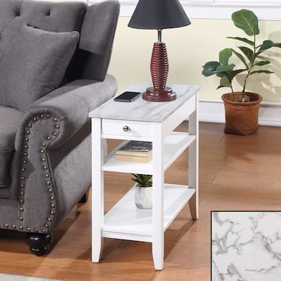 Chairside End Table with Drawer and Open Shelves, Stylish Transitional Accent Side Table for Storage and Display at Home - 23.5