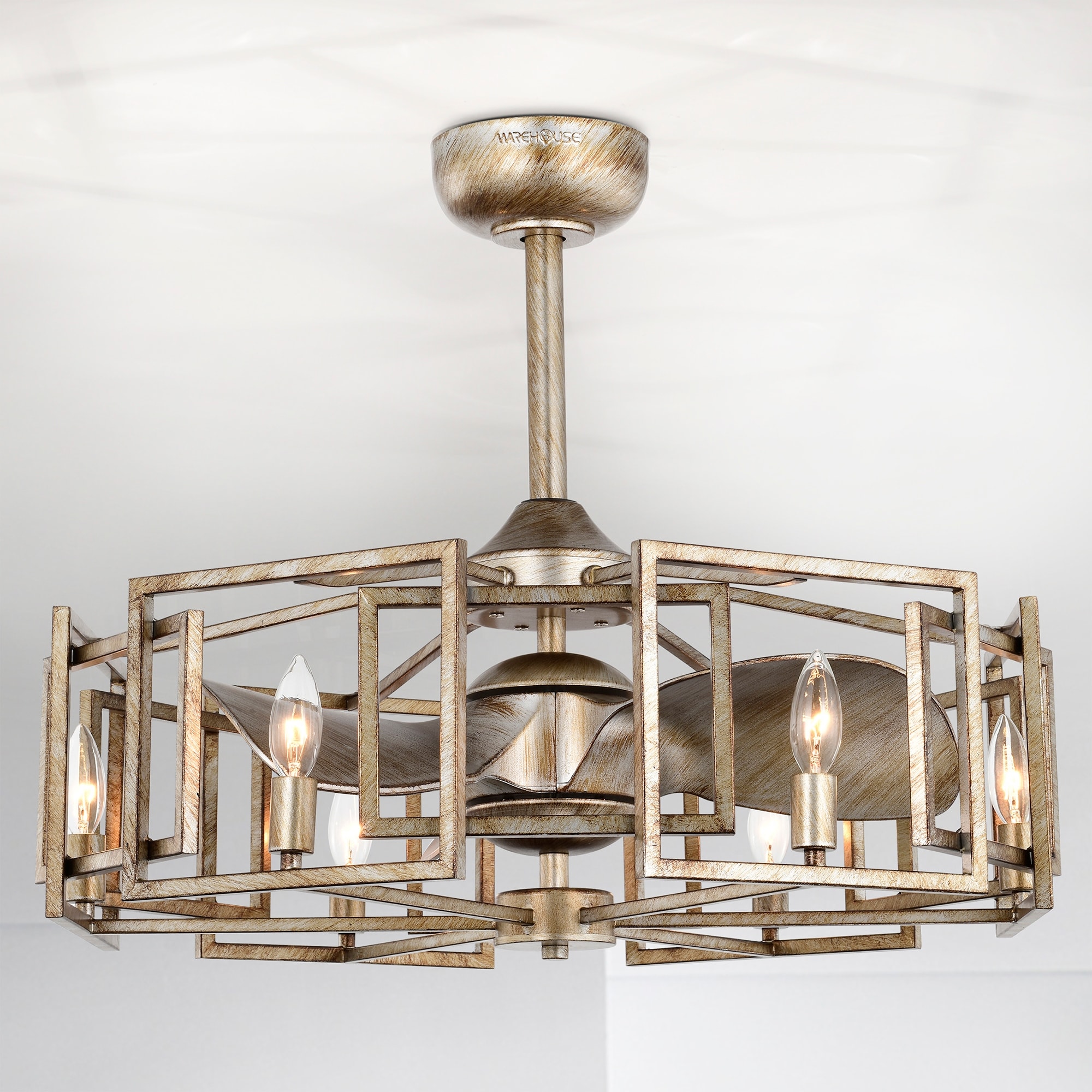 Warehouse of Tiffany Neske 26-inch Antique Silver 6 Lights 3 Blades Lighteed Ceiling Fan with Remote