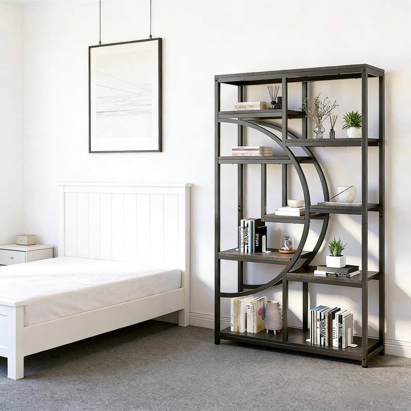 Versatile Freestanding Bookshelf - Geometric Design Display Bookcas
