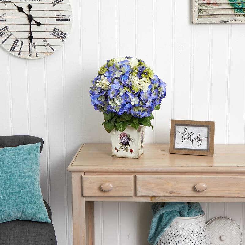 Decorative Floral Planter with Mixed Antique Accents Flowers - 19