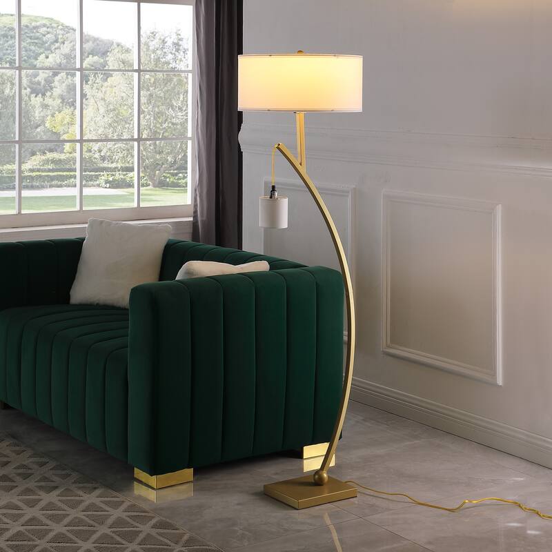 Contemporary Dual Arc Hanging Pendulum Metal Floor Lamp