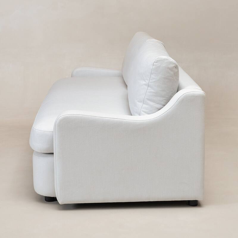 KINWELL 3-Seater Linen Upholstered Deep Seat Sofa with Flippable Cushions, 90"W