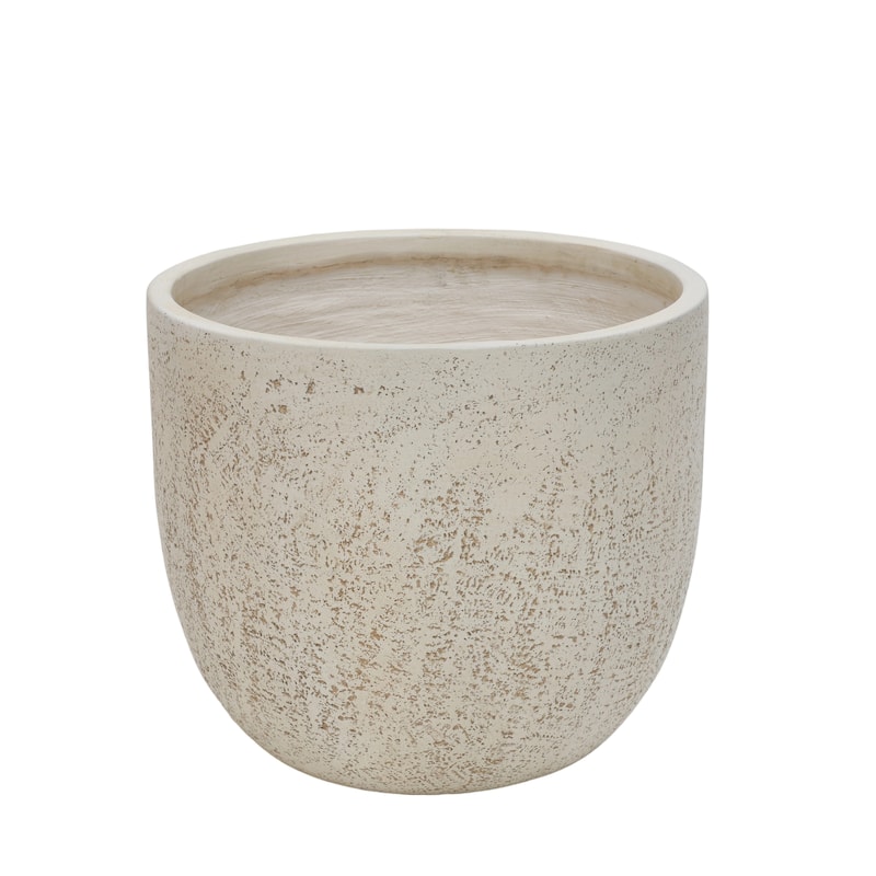 Large Outdoor Indoor Planter, 15.9"+12"+10" Dia Round Magnesium Oxide Planter Set of 3, Flower Pots with Drainage Holes