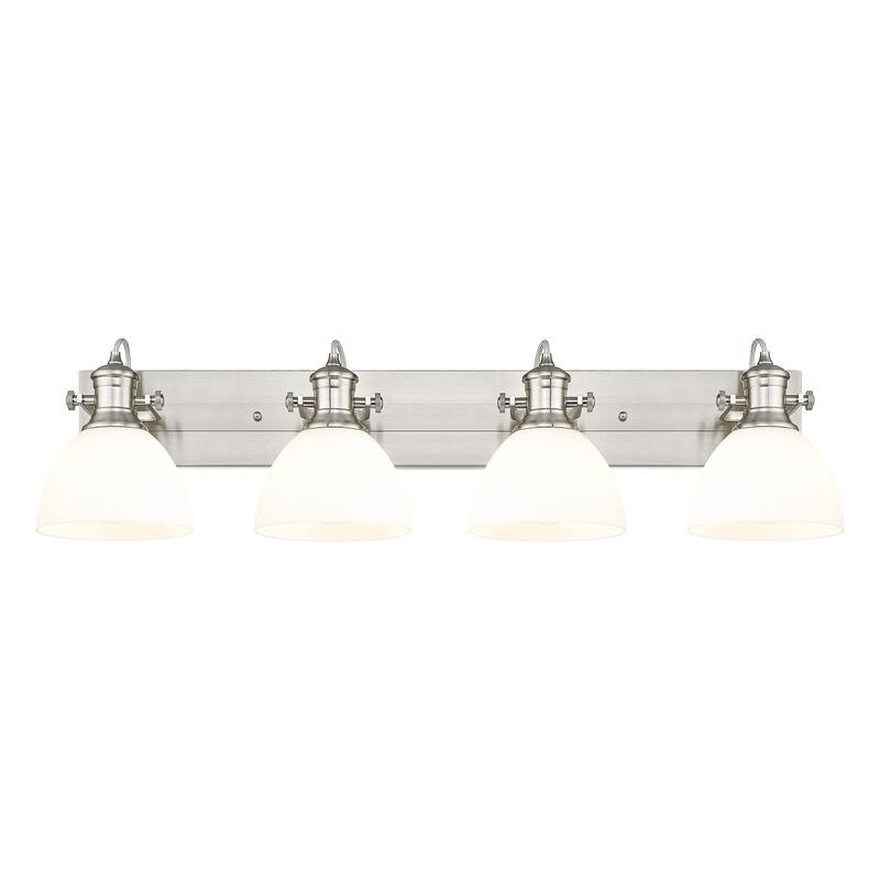 Yep by Golden Lighting Hines 4-light Vanity in Pewter and Opal Glass