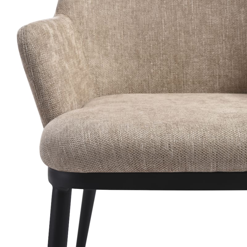 Mae Modern Almond Upholstered Dining Chair with Curved Back and Arms - Set of 2