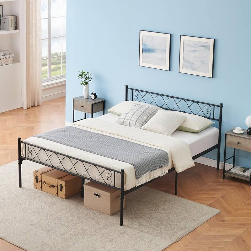 Bed Frame with Headboard and Footboard for Girls and Boys