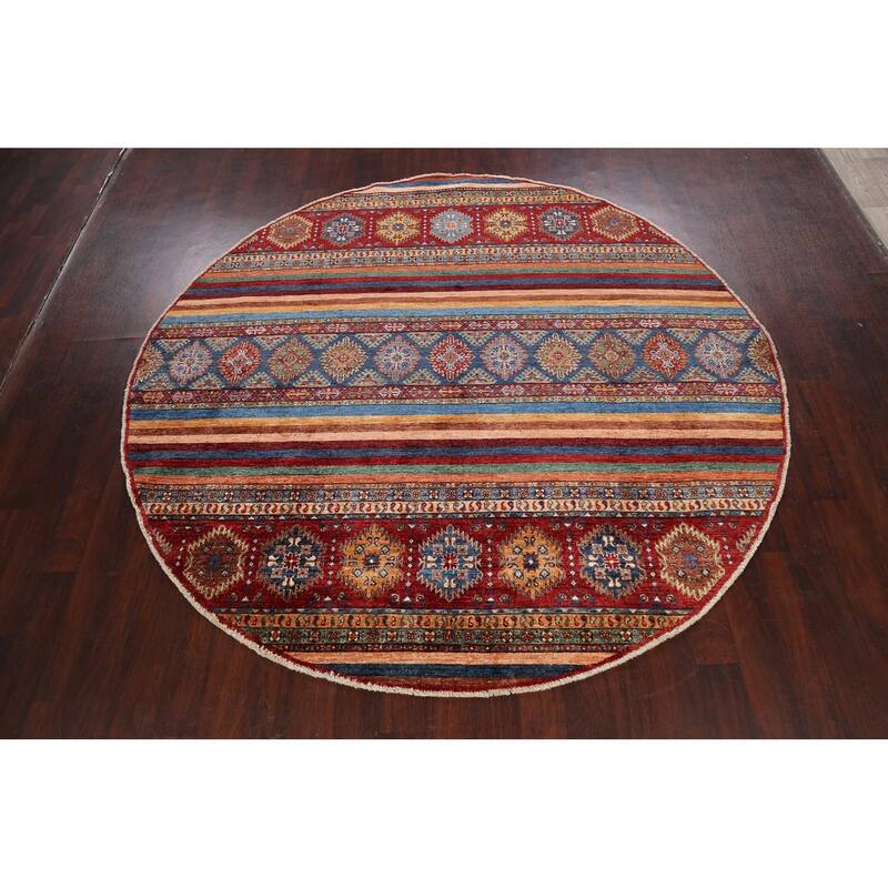 Vegetable Dye Kazak Oriental Wool Area Rug Hand-knotted Office Carpet - 8'0" x 8'0" Round