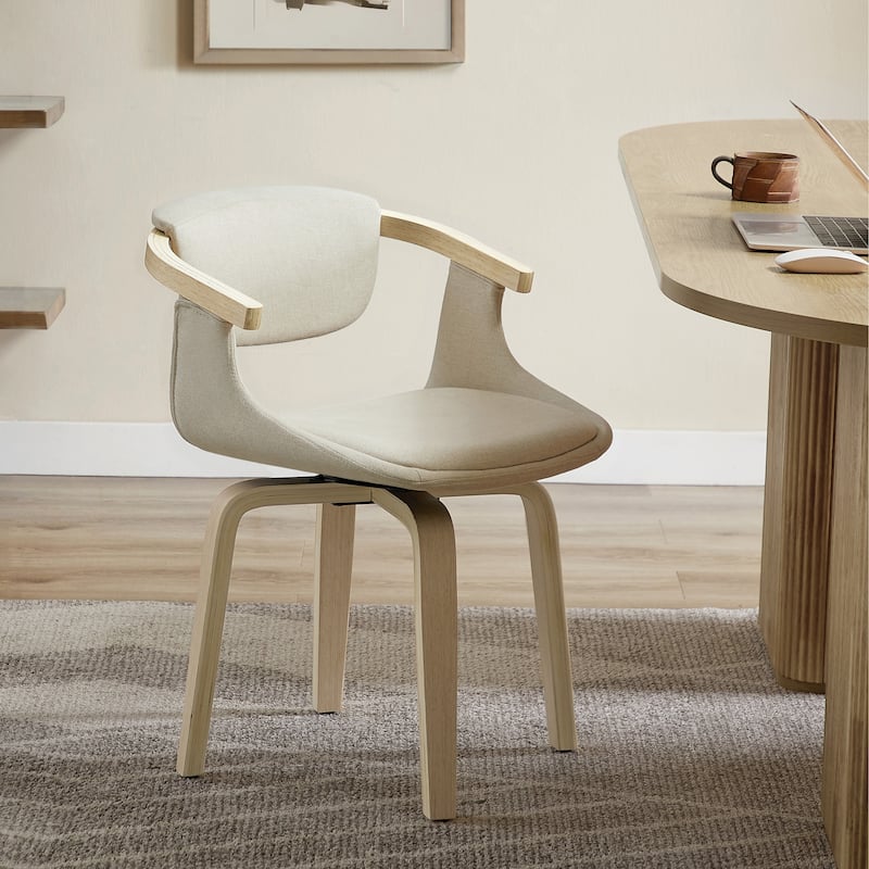 Art Leon Swivel Dining Chair - Fabric - Off White