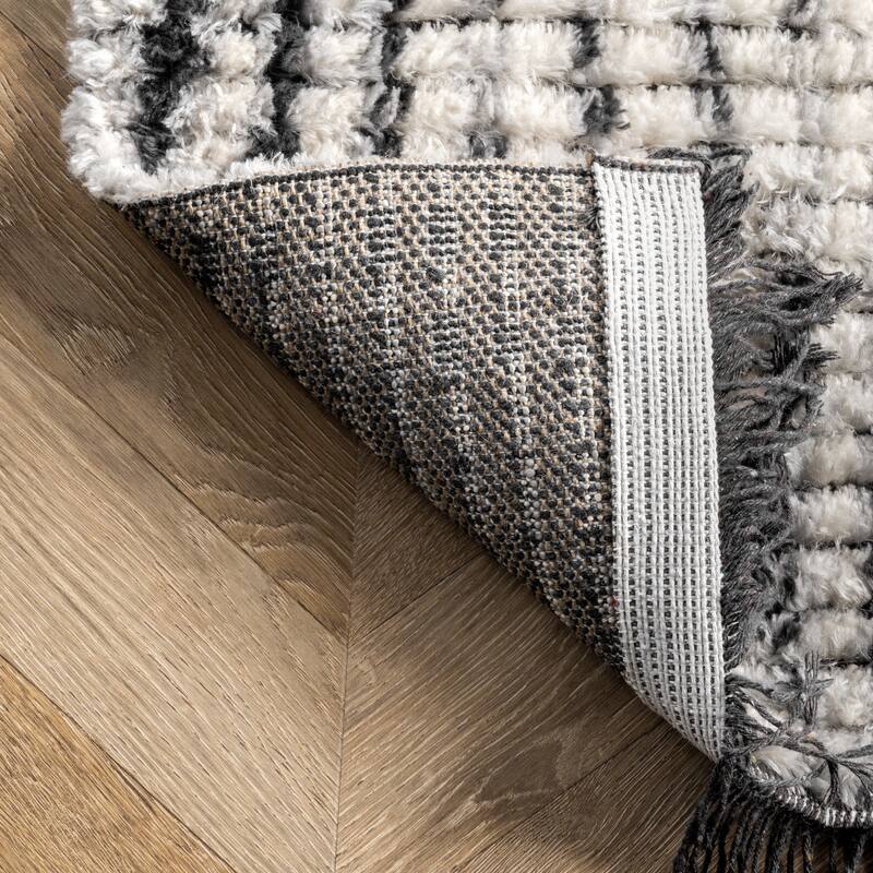 Nuloom Mandi Soft Shag Abstract Fringe Area Rug