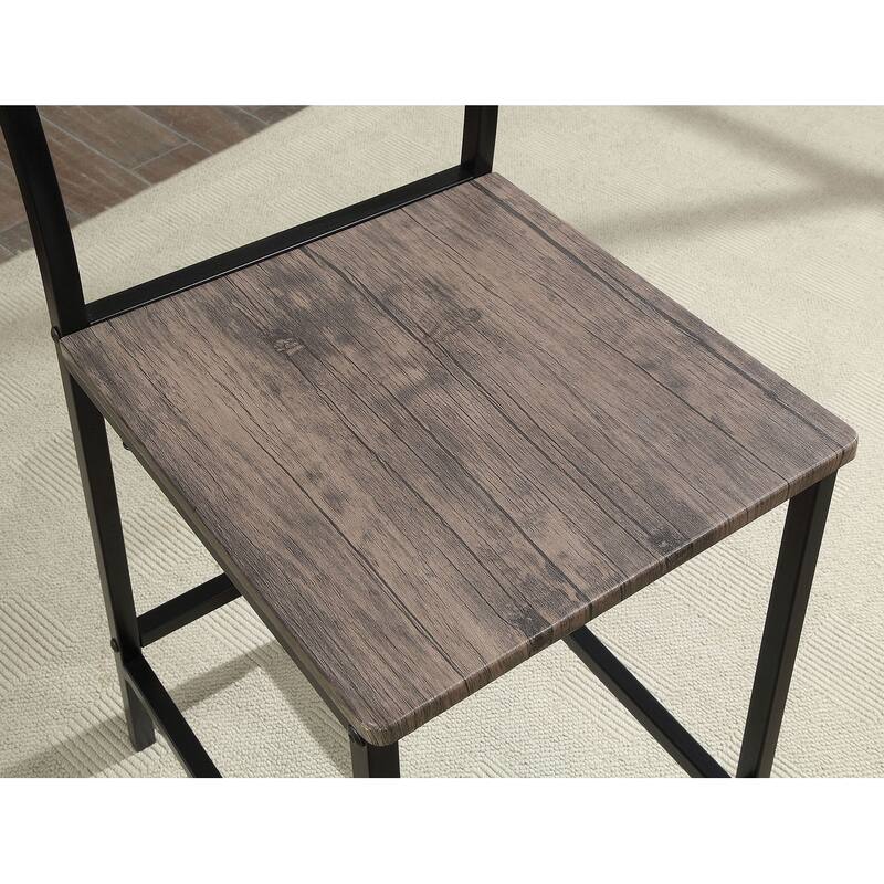 Dining Room Industrial Style Antique Brown 5pc Dining Set Counter Height Table 4x High Chairs Metal