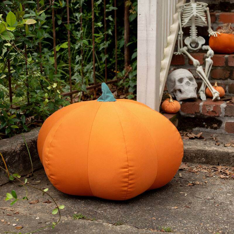 Jaxx Pumpkin Pouf - Luxurious Ottoman for Fall & Halloween Decor