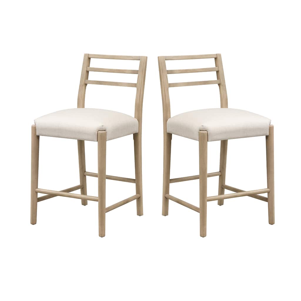 Roomfitters Upholstered Counter Stool with Ladder Back, Modern Kitchen Dining Seat, Set of 2