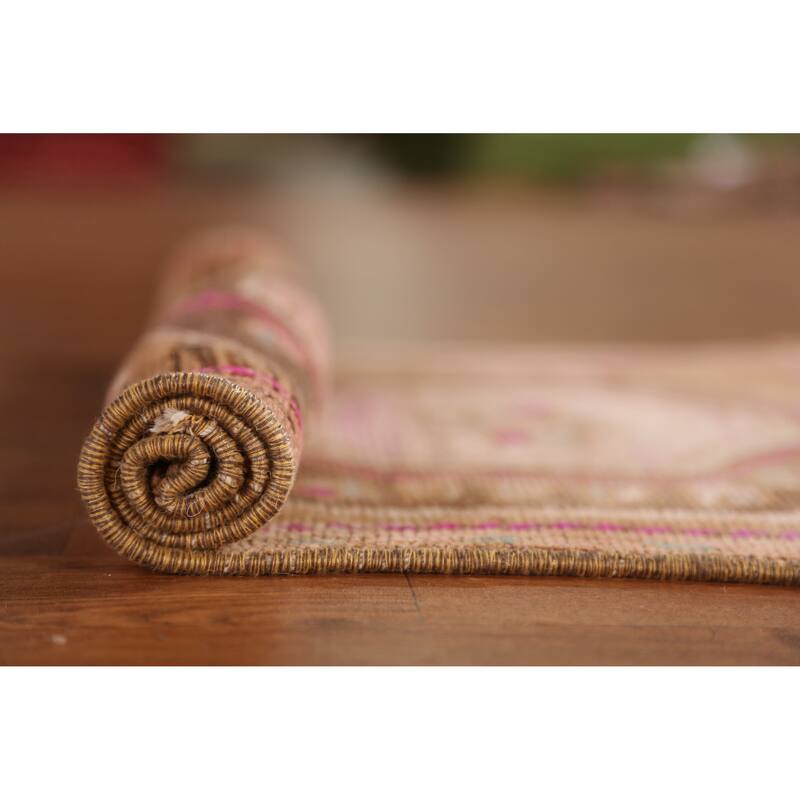 Hand Knotted Oriental 100% Wool Carpet Transitional Tribal Brown Anatolian Area Rug - 2' 6'' X 1' 8''