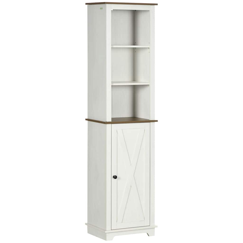 Kleankin Slim Bathroom Storage Cabinet With Triple Open Shelves