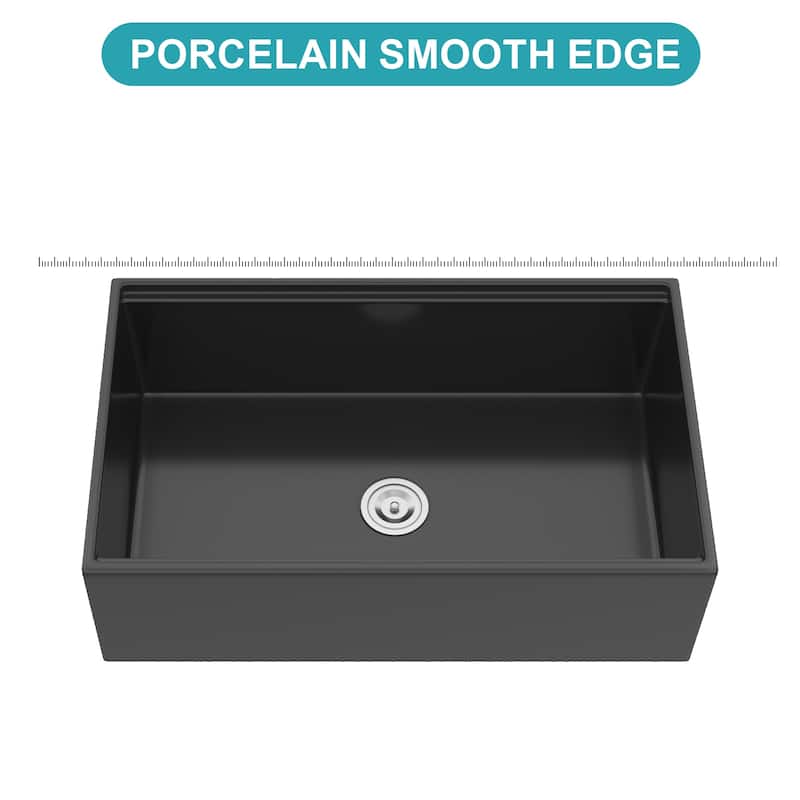 33" Farmhouse Kitchen Sink Workstation 33 x 20 x 10 inch Porcelain Ceramic Sngle Bowl Reversible Design Kitchen Sink