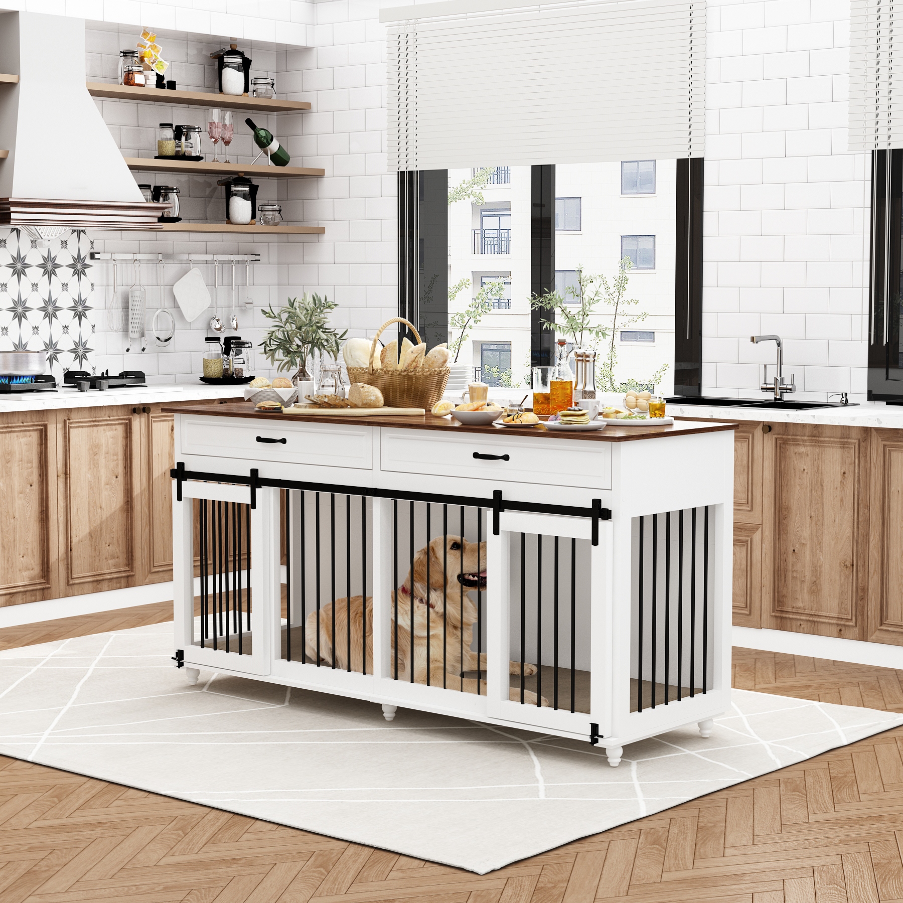 Dog crate kitchen table shop