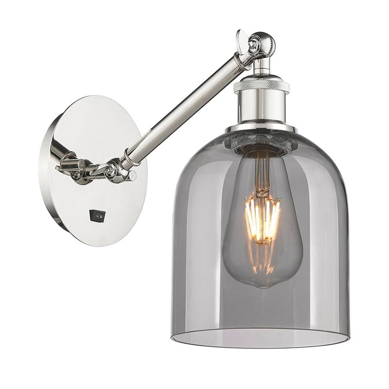 Innovations Lighting 317-1W-10-6 Bella Sconce Bella 10" Tall Wall - Polished Nickel / Light Smoke