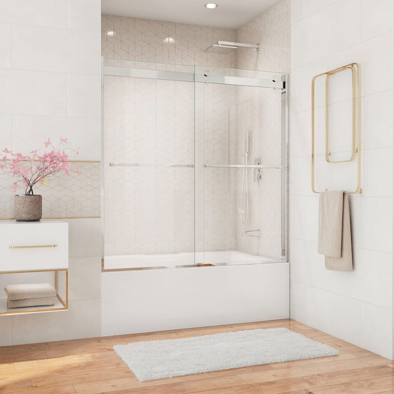 DreamLine Essence 56-60 in. W x 60 in. H Frameless Bypass Tub Door in Chrome