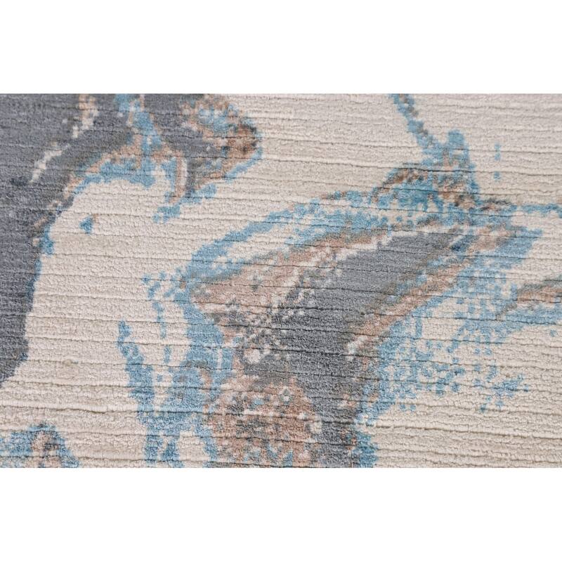 Abstract Oriental Accent Rug Handmade Multi-Color Wool Carpet - 2'8"x 4'9"