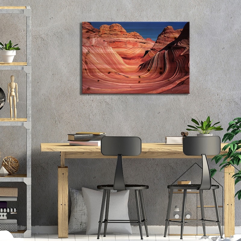 The Wave, Coyote Buttes, Vermillion Cliffs National Monument, Arizona, USA Print On Wood by Jerry Ginsberg - Multi-Color