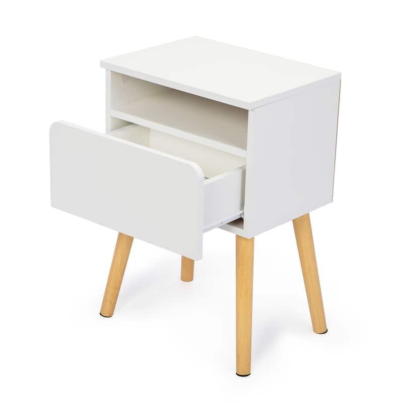 Modern Nightstand with Drawer and Shelf (Set of 2)