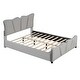 preview thumbnail 8 of 13, Queen Size Upholstered Platform Bed With Pull Point Headboard And Metal Wire Frame At The Head And Foot Of The Bed