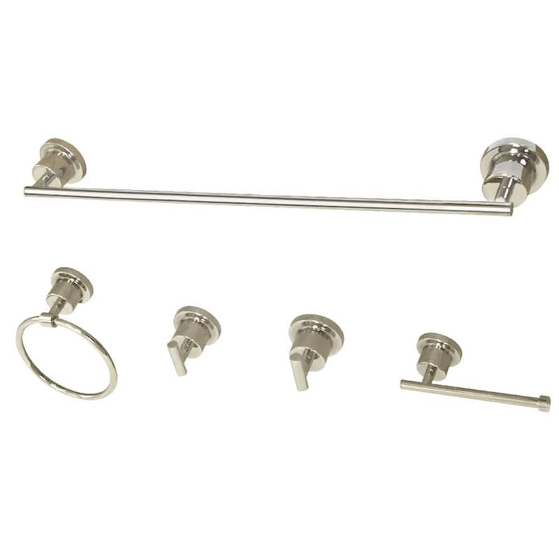 Kingston Brass Concord 5 Piece Bathroom Package with Towel Bar, Dual - Polished Nickel