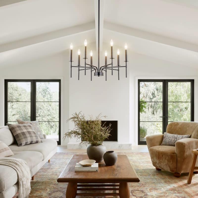 Starsky 8-Light 27'' Traditional Classic Candle Farmhouse Chandelier