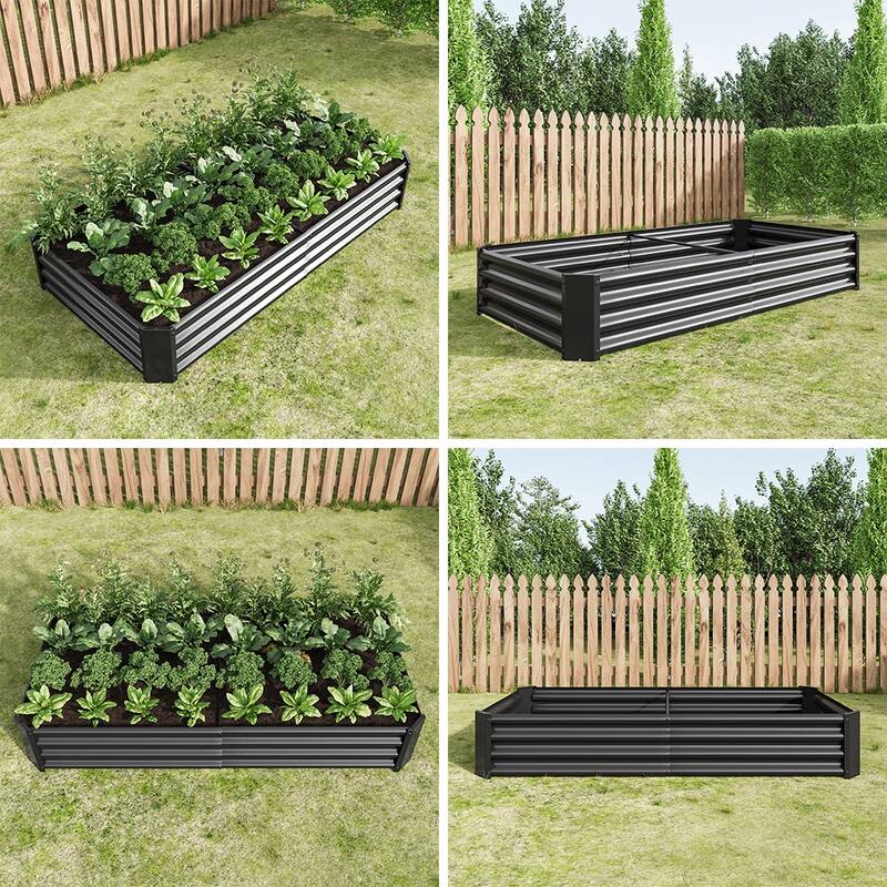 Outdoor Galvanized Metal Raised Garden Bed Kit - 6 x 3 x 1 ft